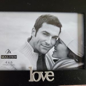 Black Matte photo frame with stand 4 x 6. Love silver color logo